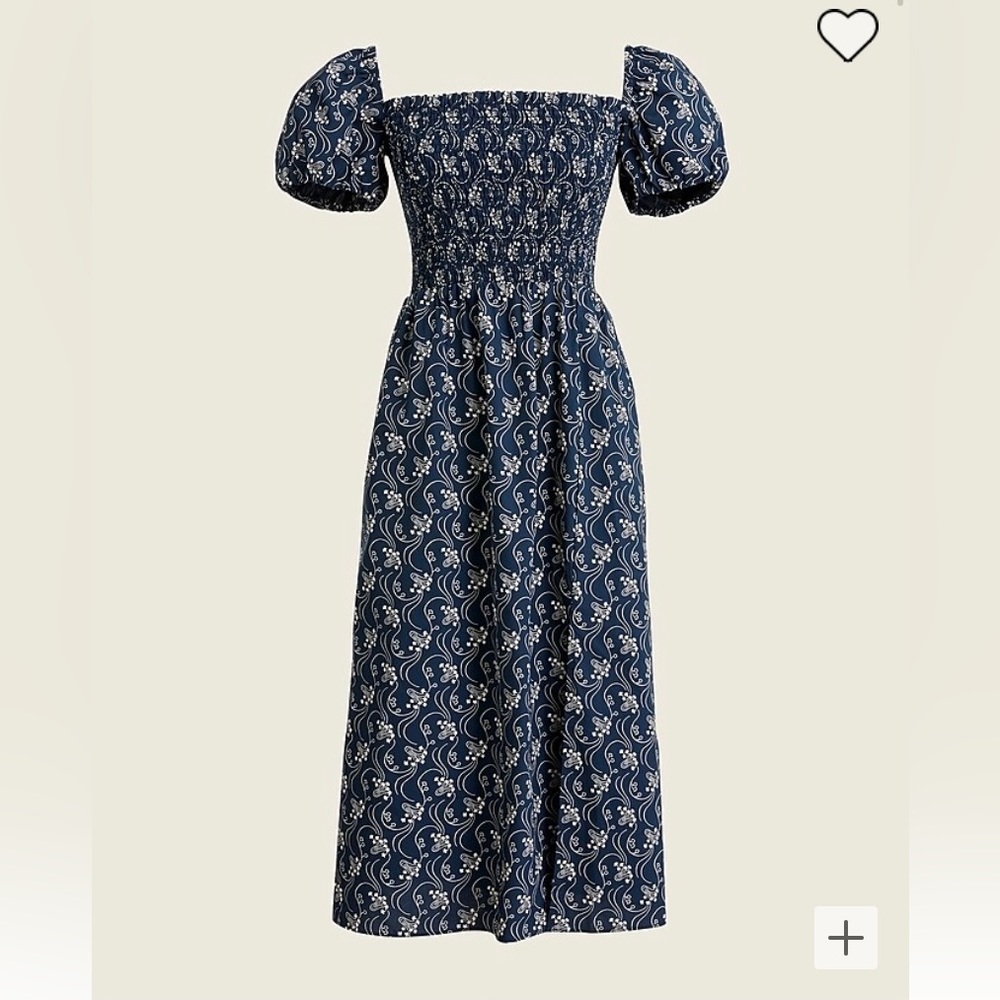 J. Crew Short-sleeve smocked dress in starry swirl. Size XS.